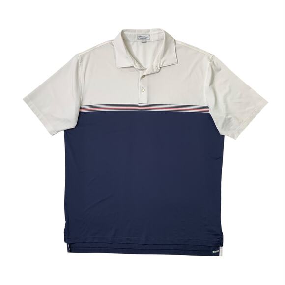 Peter Millar Shirt Mens L Large White Navy Davenport Performance Summer Comfort - Picture 1 of 10